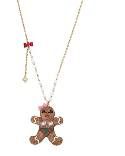Betsey Johnson Gingerbread Bikini Long Pendant Necklace - Metallic