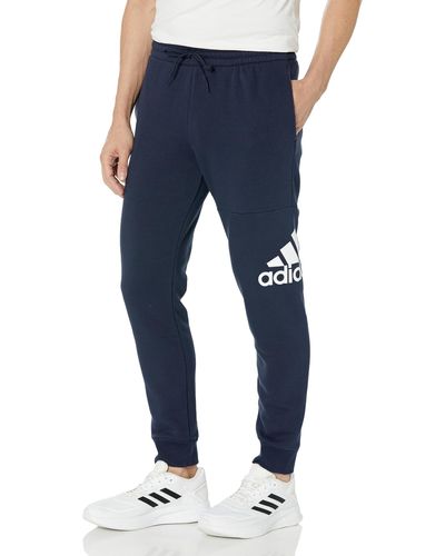 adidas Essentials Fleece Tapered Cuffed Big Logo Pants - Blue
