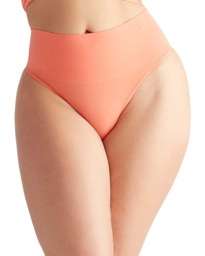 Yummie Womens Ultralight Seamless Shapewear Thong Panties - Orange