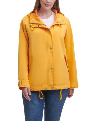 Levi's Plus Size Hooded Peached Nylon Zip Front Rain Jacket - Orange
