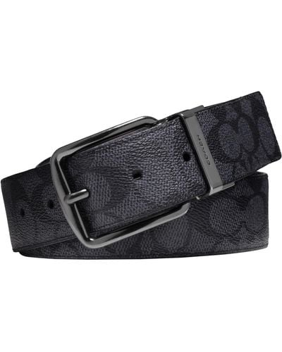 COACH Wide Harness Signature Reversible Belt - Black