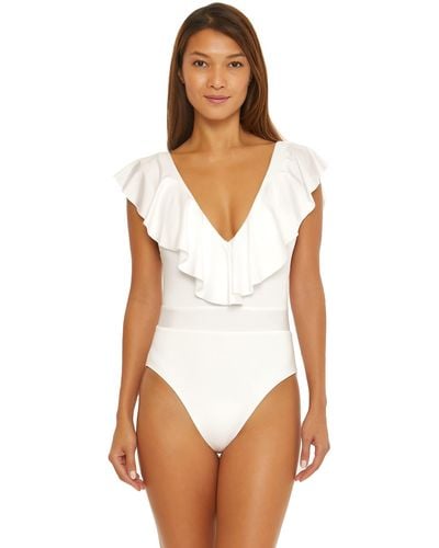Trina Turk Standard Monaco Ruffle One Piece Swimsuit-bathing Suits - White