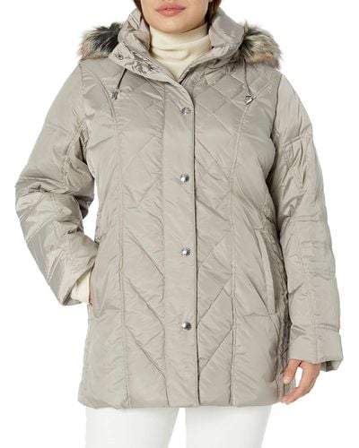 London Fog Diamond Quilted Down Coat - Multicolor