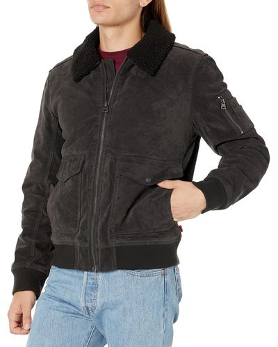 Levi's 's Suede Aviator Bomber Faux Leather Jacket - Black