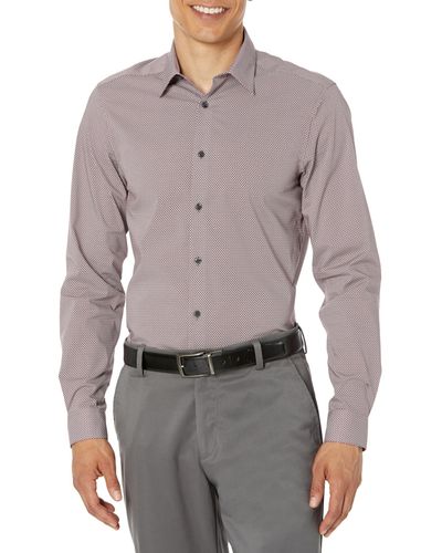 Calvin Klein Dress Shirt Non Iron Stretch Slim Fit Print - Purple