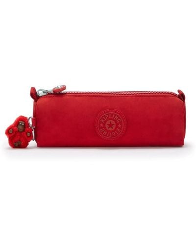 Kipling , Cherry Tonal, 8.75''l X 2.5''h X 2.5''d, Freedom Pencil Pouch, Small, Zipped, Water-resistant, Pen Case - Red