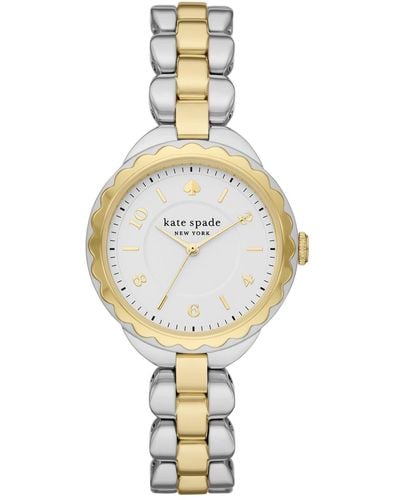 Kate Spade Morningside Three-hand Silver And Gold Two-tone Stainless Steel Bracelet Watch - Metallic