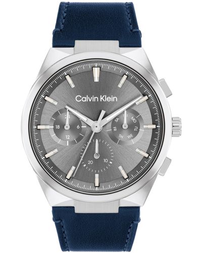 Calvin Klein Multifunction Watch Stainless Steel - Water Resistant 3 Atm/30 Meters - Elevate Your Style With An Architecturally Inspired - Blue