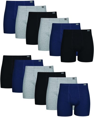 Hanes Tagless Comfort Soft Boxer Briefs With Covered Waistband-multiple Packs Available - Blue