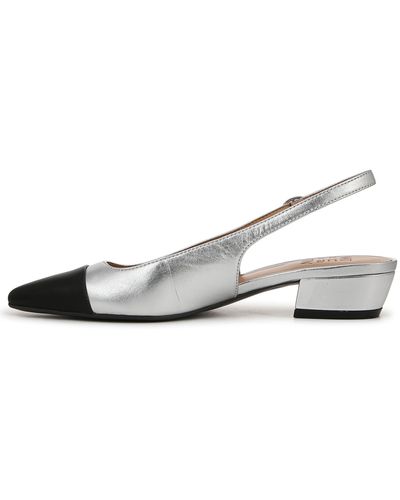 Naturalizer S Banks Slingback Pointed Toe Pump Silver/black Toe Cap 12 W - White