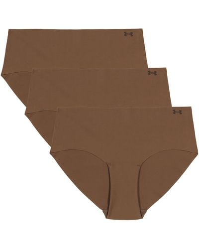 Under Armour S 3-pack Pure Stretch No Show Hipster Underwear - Brown