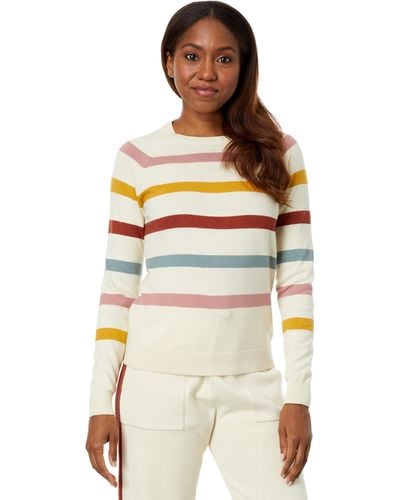 Pendleton Cozy Stripe Cashmere Pullover - White