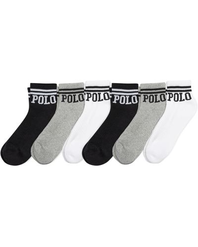 Polo Ralph Lauren Classic Sport Performance Cotton Ankle Cut Socks 6 Pair Pack - Black