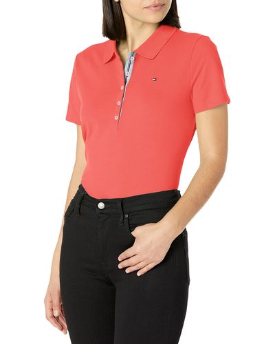 Tommy Hilfiger Womens Short Sleeve Solid Polo T Shirt - Multicolor