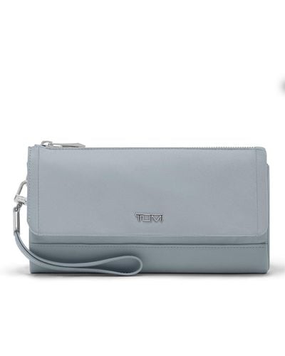 Tumi Premium Travel Wallet - Removable Leather Wristlet Strap - Halogen - Gray