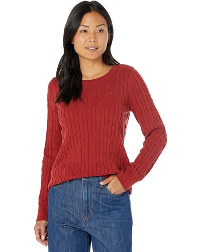 Tommy Hilfiger Adaptive Cotton Crewneck Sweater With Velcro Closure - Red