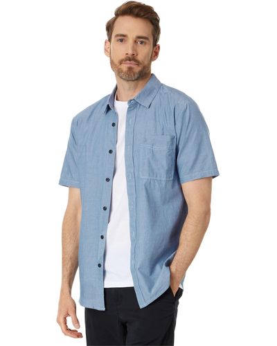 Volcom Regular Date Knight Short Sleeve Classic Fit Button Down Shirt - Blue