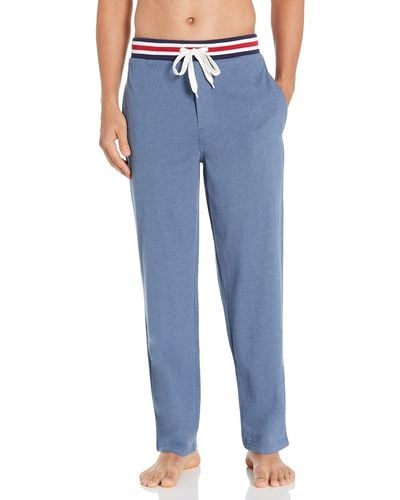 Izod Poly Sueded Jersey Knit Pant With Striped Waistband - Blue