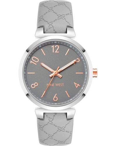 Nine West Logo Patterned Strap Watch - Gray