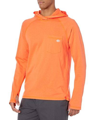Dickies Mens Temp-iq® Long Sleeve Performance Sun Work Utility T Shirt - Orange