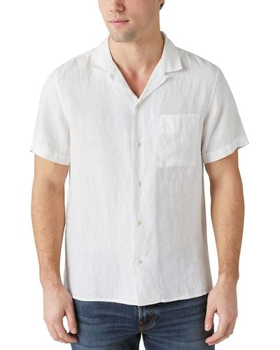 Lucky Brand Short Sleeve Linen Button Up Shirt - White
