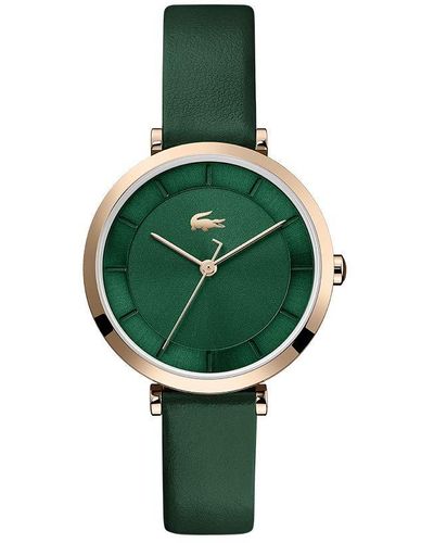 Lacoste Geneva Quartz Stainless Steel And Leather Strap Casual Watch - Green