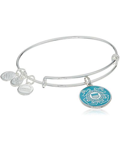 ALEX AND ANI "armed Forces" Us Coast Guard Expandable Silver Wire Bangle Charm Bracelet - Metallic