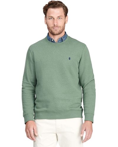 Izod Advantage Performance Crewneck Fleece Pullover Sweatshirt - Green