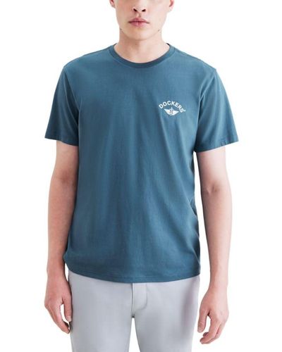 Dockers Slim Fit Short Sleeve Graphic Tee Shirt - Blue