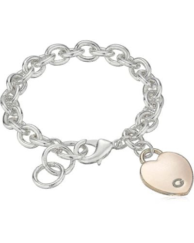 Guess "basic" Rose Gold G Logo Heart Link Bracelet - Metallic