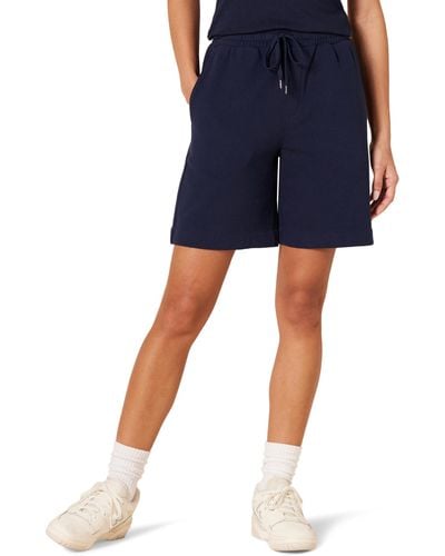 Amazon Essentials Fleece-Bermudashorts mit hoher Taille - Blau