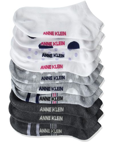 Anne Klein Half Dot 10 Pack No Show Socks - Gray