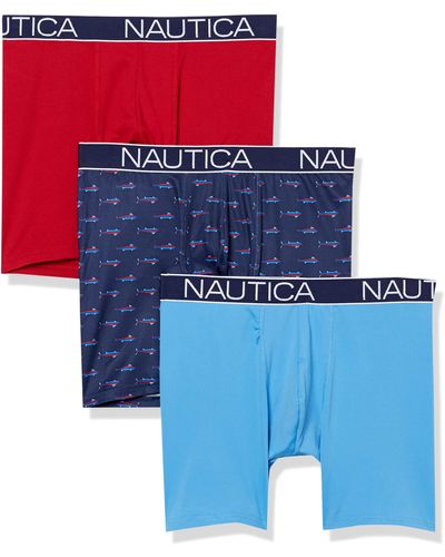 Nautica Brushed Poly 3 Pack Boxer Brief - Blue
