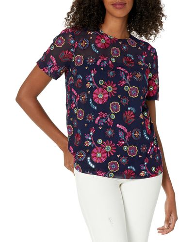 Trina Turk Rochelle Embroidered Top - Blue