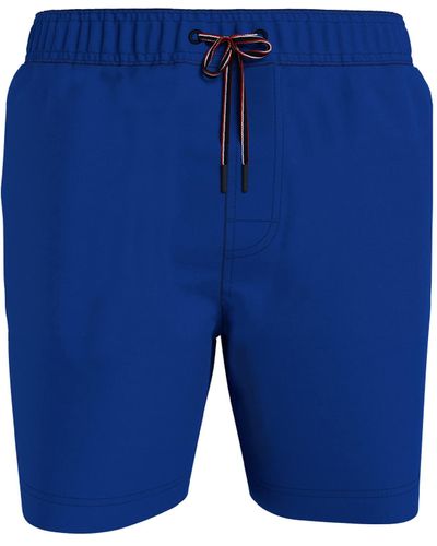 Tommy Hilfiger Mens Big & Tall 7" Logo With Quick Dry Swim Trunks - Blue