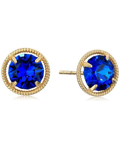 Amazon Essentials 10k Gold Made With Infinite Elements Imported Crystal Birthstone September Stud Earrings - Blue