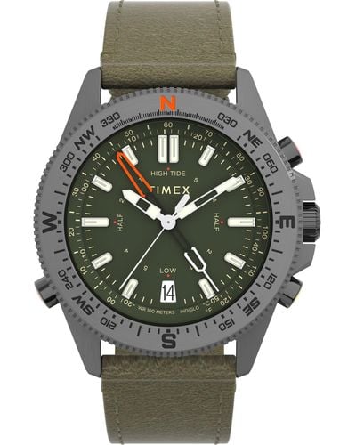 Timex Analog Quarz Uhr mit Leder Armband TW2W84300JR - Grau
