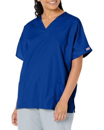 CHEROKEE Womens V Neck Medical Scrubs Shirts - Blue