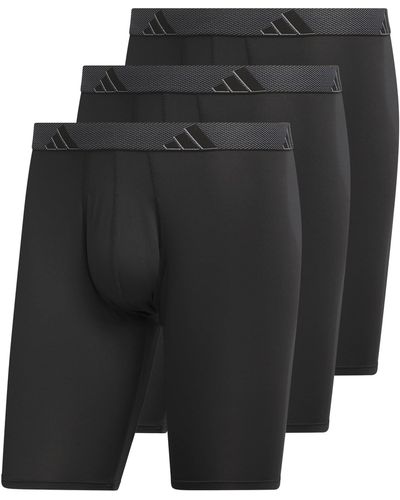 adidas Athletic Fit Microfiber Long Boxer Brief Underwear - Black