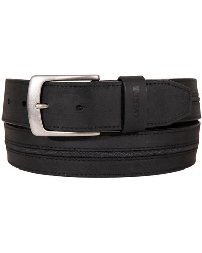 Wolverine Leather Belt With Canvas/cotton Inlay - Black