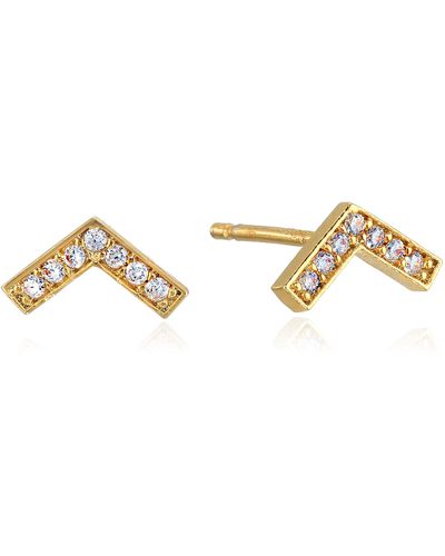 Tai Chevron Post Gold Stud Earrings - Metallic