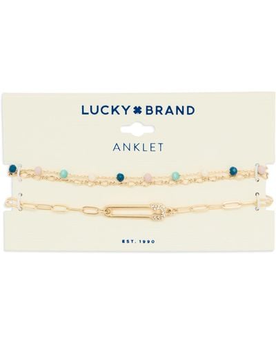 Lucky Brand Pave Safety Pin Anklet Set - Natural