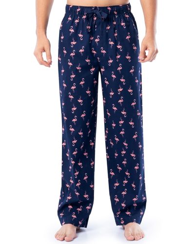 Izod Relaxed Fit Printed Poplin Drawstring Sleep Pajama Pant - Blue