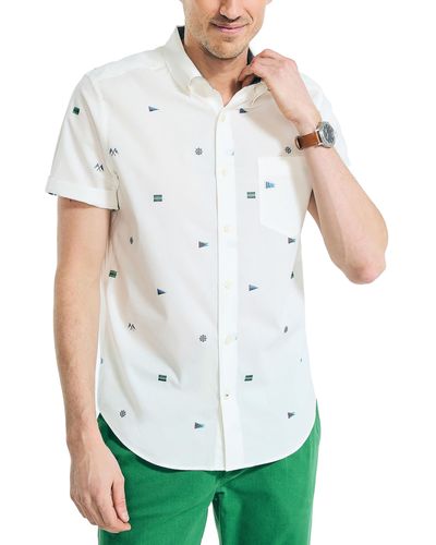 Nautica Sustainably Crafted Printed Short-sleeve Shirt - White