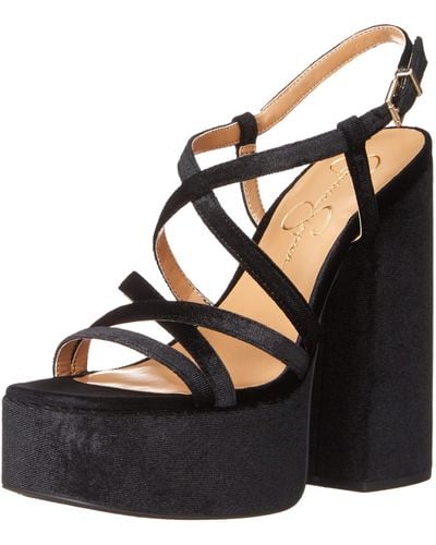 Jessica Simpson Salih Block Heel Platform Sandal Wedge - Black