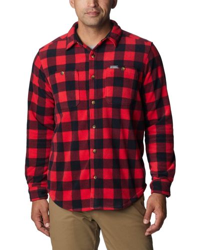 Columbia Camicia da uomo Flare Gun Fleece Over Shirt - Rosso