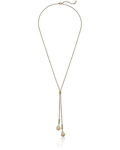 Lucky Brand Pearl Lariat Necklace - Metallic
