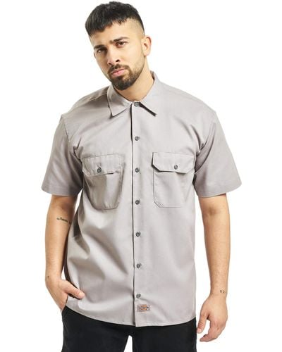 Dickies Big-tall Short-sleeve Work Shirt,silver Gray,3x - White