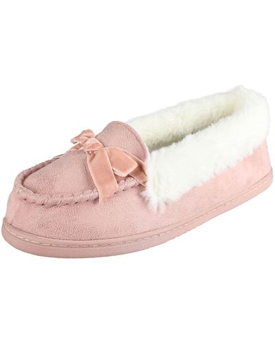 Jessica Simpson Micro Suede Moccasin Indoor Outdoor Slipper Shoe - Pink