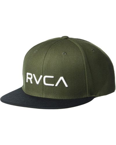 RVCA Mens Adjustable Snapback Straight Brim Hat - Green